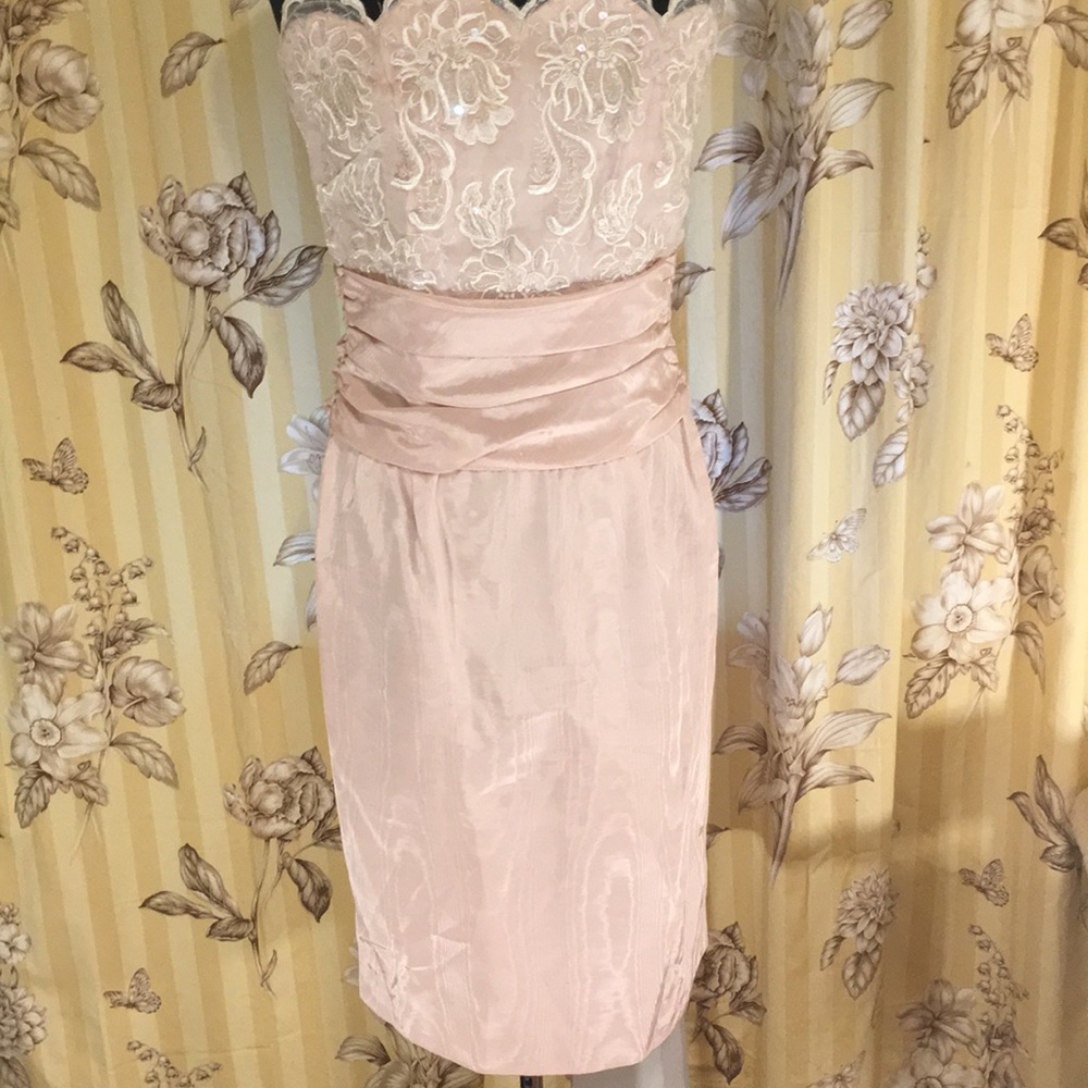 Vntg Formal Strapless Pink Dress Scott McClintock